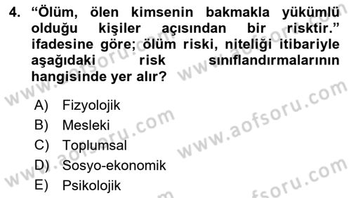 Sosyal Güvenlik Dersi 2018 - 2019 Yılı (Final) Dönem Sonu Sınav Soruları 4. Soru