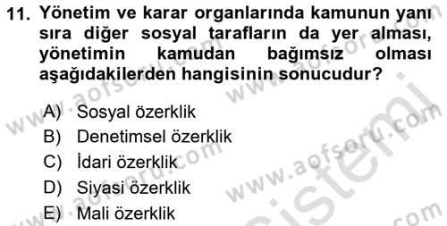Sosyal Güvenlik Dersi 2019 - 2020 Yılı (Vize) Ara Sınav Soruları 11. Soru