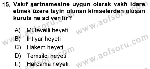 Sosyal Güvenlik Dersi 2019 - 2020 Yılı (Vize) Ara Sınav Soruları 15. Soru