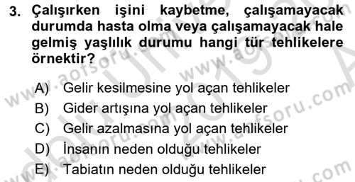 Sosyal Güvenlik Dersi 2019 - 2020 Yılı (Vize) Ara Sınav Soruları 3. Soru