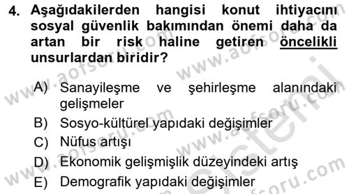 Sosyal Güvenlik Dersi 2019 - 2020 Yılı (Final) Dönem Sonu Sınav Soruları 4. Soru