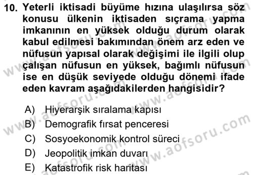 Sosyal Güvenlik Dersi 2020 - 2021 Yılı Yaz Okulu Sınav Soruları 10. Soru