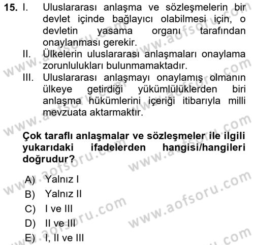 Sosyal Güvenlik Dersi 2020 - 2021 Yılı Yaz Okulu Sınav Soruları 15. Soru