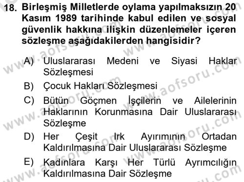 Sosyal Güvenlik Dersi 2020 - 2021 Yılı Yaz Okulu Sınav Soruları 18. Soru