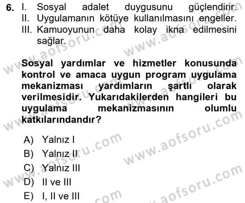 Sosyal Güvenlik Dersi 2020 - 2021 Yılı Yaz Okulu Sınav Soruları 6. Soru