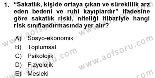 Sosyal Güvenlik Dersi Ara Sınavı Deneme Sınav Soruları 1. Soru