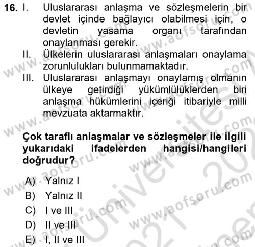 Sosyal Güvenlik Dersi 2021 - 2022 Yılı (Final) Dönem Sonu Sınav Soruları 16. Soru
