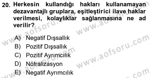 Sosyal Güvenlik Dersi 2021 - 2022 Yılı (Final) Dönem Sonu Sınavı 20. Soru