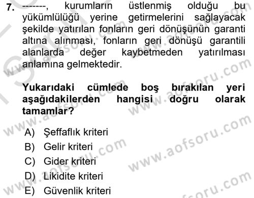 Sosyal Güvenlik Dersi 2021 - 2022 Yılı (Final) Dönem Sonu Sınav Soruları 7. Soru