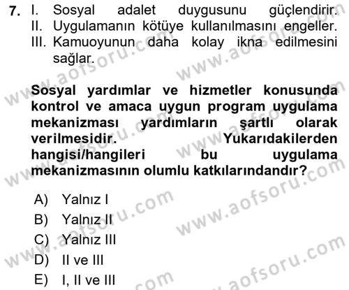 Sosyal Güvenlik Dersi 2021 - 2022 Yılı Yaz Okulu Sınav Soruları 7. Soru
