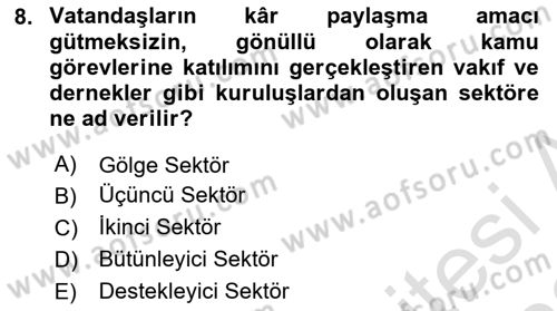 Sosyal Güvenlik Dersi 2021 - 2022 Yılı Yaz Okulu Sınav Soruları 8. Soru