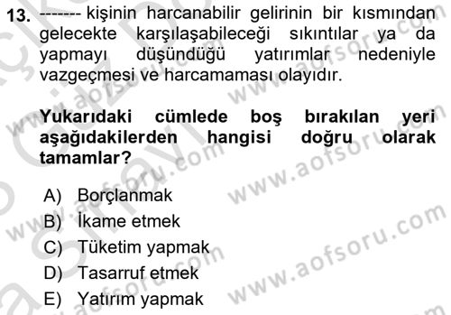 Sosyal Güvenlik Dersi 2022 - 2023 Yılı (Vize) Ara Sınav Soruları 13. Soru