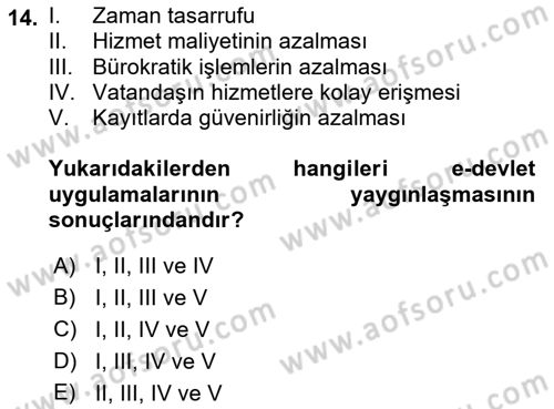 Sosyal Güvenlik Dersi Ara Sınavı Deneme Sınav Soruları 14. Soru