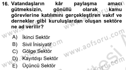 Sosyal Güvenlik Dersi 2022 - 2023 Yılı (Vize) Ara Sınav Soruları 16. Soru