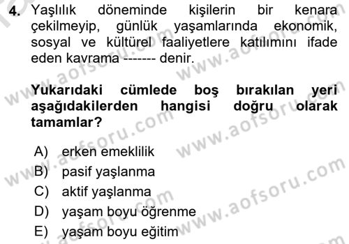 Sosyal Güvenlik Dersi Ara Sınavı Deneme Sınav Soruları 4. Soru