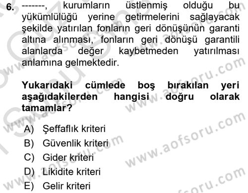 Sosyal Güvenlik Dersi 2022 - 2023 Yılı (Final) Dönem Sonu Sınav Soruları 6. Soru