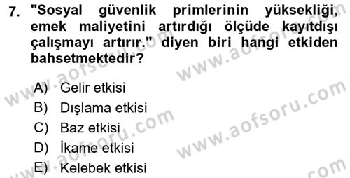 Sosyal Güvenlik Dersi 2022 - 2023 Yılı (Final) Dönem Sonu Sınav Soruları 7. Soru