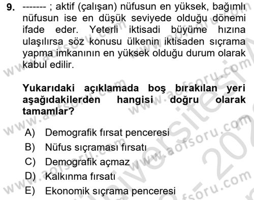 Sosyal Güvenlik Dersi 2022 - 2023 Yılı (Final) Dönem Sonu Sınav Soruları 9. Soru