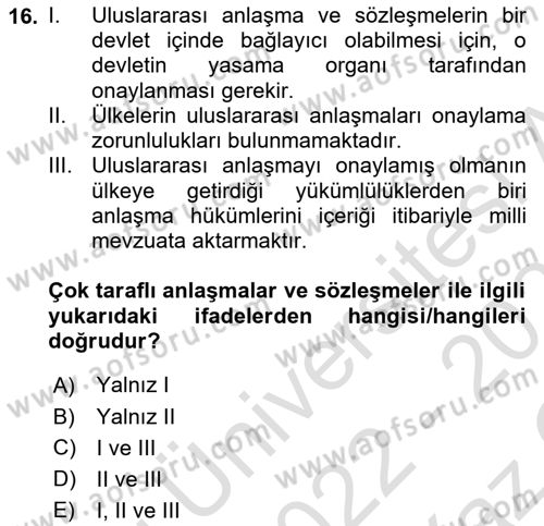 Sosyal Güvenlik Dersi 2022 - 2023 Yılı Yaz Okulu Sınav Soruları 16. Soru