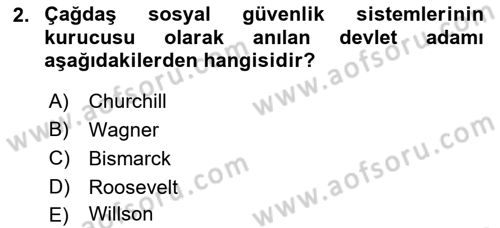 Sosyal Güvenlik Dersi 2022 - 2023 Yılı Yaz Okulu Sınav Soruları 2. Soru