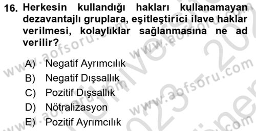 Sosyal Güvenlik Dersi 2023 - 2024 Yılı (Final) Dönem Sonu Sınav Soruları 16. Soru
