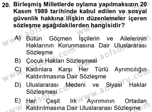 Sosyal Güvenlik Dersi 2023 - 2024 Yılı (Final) Dönem Sonu Sınav Soruları 20. Soru