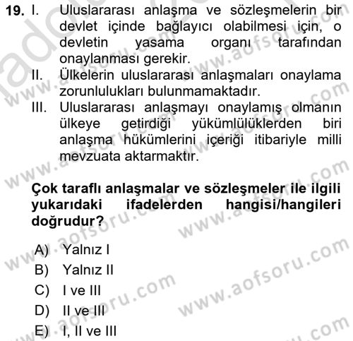 Sosyal Güvenlik Dersi 2023 - 2024 Yılı Yaz Okulu Sınav Soruları 19. Soru