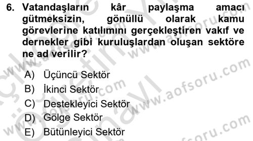 Sosyal Güvenlik Dersi 2023 - 2024 Yılı Yaz Okulu Sınav Soruları 6. Soru