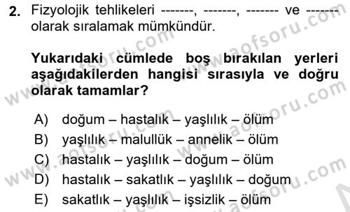 Sosyal Güvenlik Dersi 2024 - 2025 Yılı (Vize) Ara Sınav Soruları 2. Soru