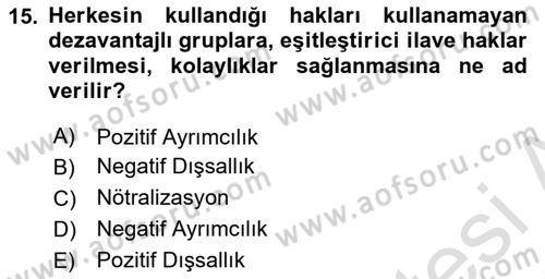 Sosyal Güvenlik Dersi 2024 - 2025 Yılı Yaz Okulu Sınav Soruları 15. Soru