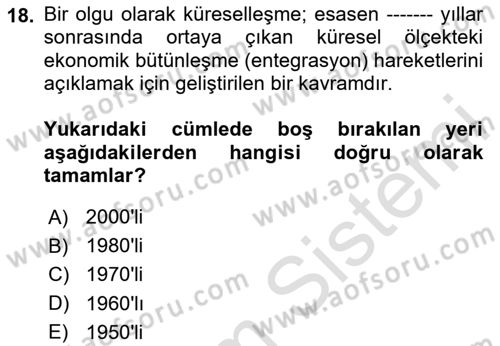 Sosyal Güvenlik Dersi 2024 - 2025 Yılı Yaz Okulu Sınav Soruları 18. Soru