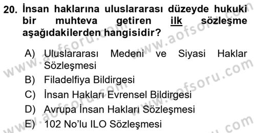 Sosyal Güvenlik Dersi 2024 - 2025 Yılı Yaz Okulu Sınav Soruları 20. Soru