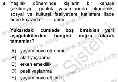 Sosyal Güvenlik Dersi 2024 - 2025 Yılı Yaz Okulu Sınav Soruları 4. Soru