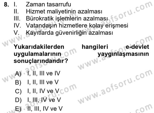 Sosyal Güvenlik Dersi 2024 - 2025 Yılı Yaz Okulu Sınav Soruları 8. Soru