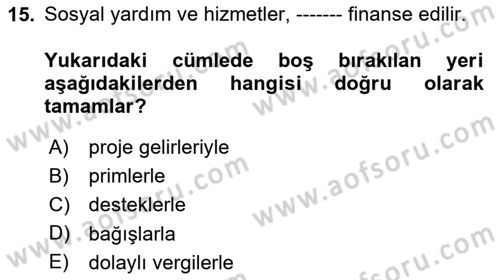 Sosyal Güvenlik Dersi 2025 - 2026 Yılı (Vize) Ara Sınav Soruları 15. Soru
