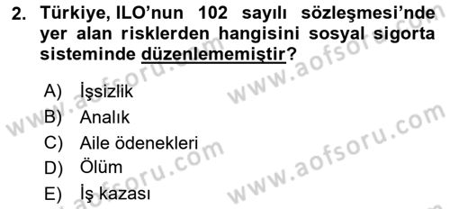 Sosyal Güvenlik Dersi 2025 - 2026 Yılı (Vize) Ara Sınav Soruları 2. Soru