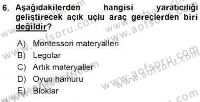 Çocuk Gelişiminde Alan Çalışmaları Dersi 2015 - 2016 Yılı (Vize) Ara Sınavı 6. Soru