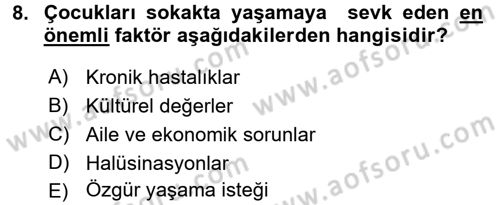 Çocuk Gelişiminde Alan Çalışmaları Dersi 2017 - 2018 Yılı (Vize) Ara Sınavı 8. Soru