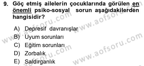 Çocuk Gelişiminde Alan Çalışmaları Dersi 2017 - 2018 Yılı (Vize) Ara Sınavı 9. Soru