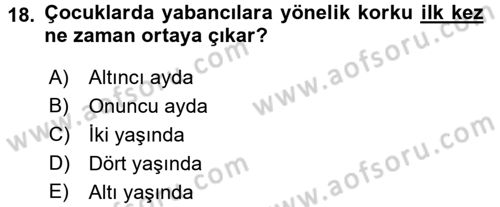 Hasta Çocukların Gelişimi Ve Eğitimi Dersi 2015 - 2016 Yılı (Vize) Ara Sınav Soruları 18. Soru