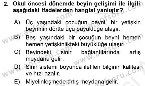 Hasta Çocukların Gelişimi Ve Eğitimi Dersi 2015 - 2016 Yılı (Vize) Ara Sınav Soruları 2. Soru