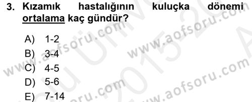 Hasta Çocukların Gelişimi Ve Eğitimi Dersi 2015 - 2016 Yılı (Vize) Ara Sınav Soruları 3. Soru