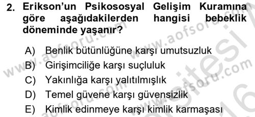 Hasta Çocukların Gelişimi Ve Eğitimi Dersi 2015 - 2016 Yılı (Final) Dönem Sonu Sınav Soruları 2. Soru