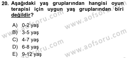 Hasta Çocukların Gelişimi Ve Eğitimi Dersi 2015 - 2016 Yılı (Final) Dönem Sonu Sınav Soruları 20. Soru