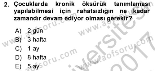 Hasta Çocukların Gelişimi Ve Eğitimi Dersi 2016 - 2017 Yılı (Vize) Ara Sınav Soruları 2. Soru
