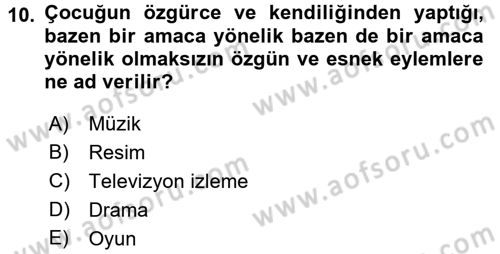 Hasta Çocukların Gelişimi Ve Eğitimi Dersi 2016 - 2017 Yılı (Final) Dönem Sonu Sınav Soruları 10. Soru