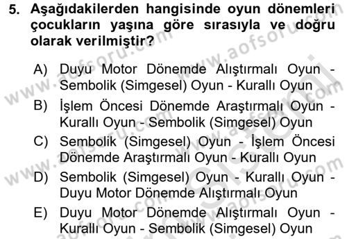 Hasta Çocukların Gelişimi Ve Eğitimi Dersi 2016 - 2017 Yılı (Final) Dönem Sonu Sınav Soruları 5. Soru
