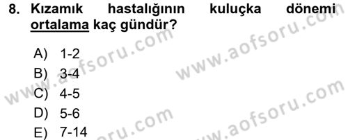 Hasta Çocukların Gelişimi Ve Eğitimi Dersi 2017 - 2018 Yılı (Vize) Ara Sınav Soruları 8. Soru