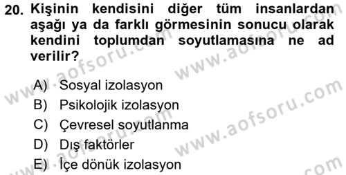 Hasta Çocukların Gelişimi Ve Eğitimi Dersi 2017 - 2018 Yılı (Final) Dönem Sonu Sınav Soruları 20. Soru