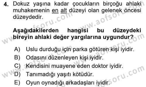 Hasta Çocukların Gelişimi Ve Eğitimi Dersi 2017 - 2018 Yılı (Final) Dönem Sonu Sınav Soruları 4. Soru